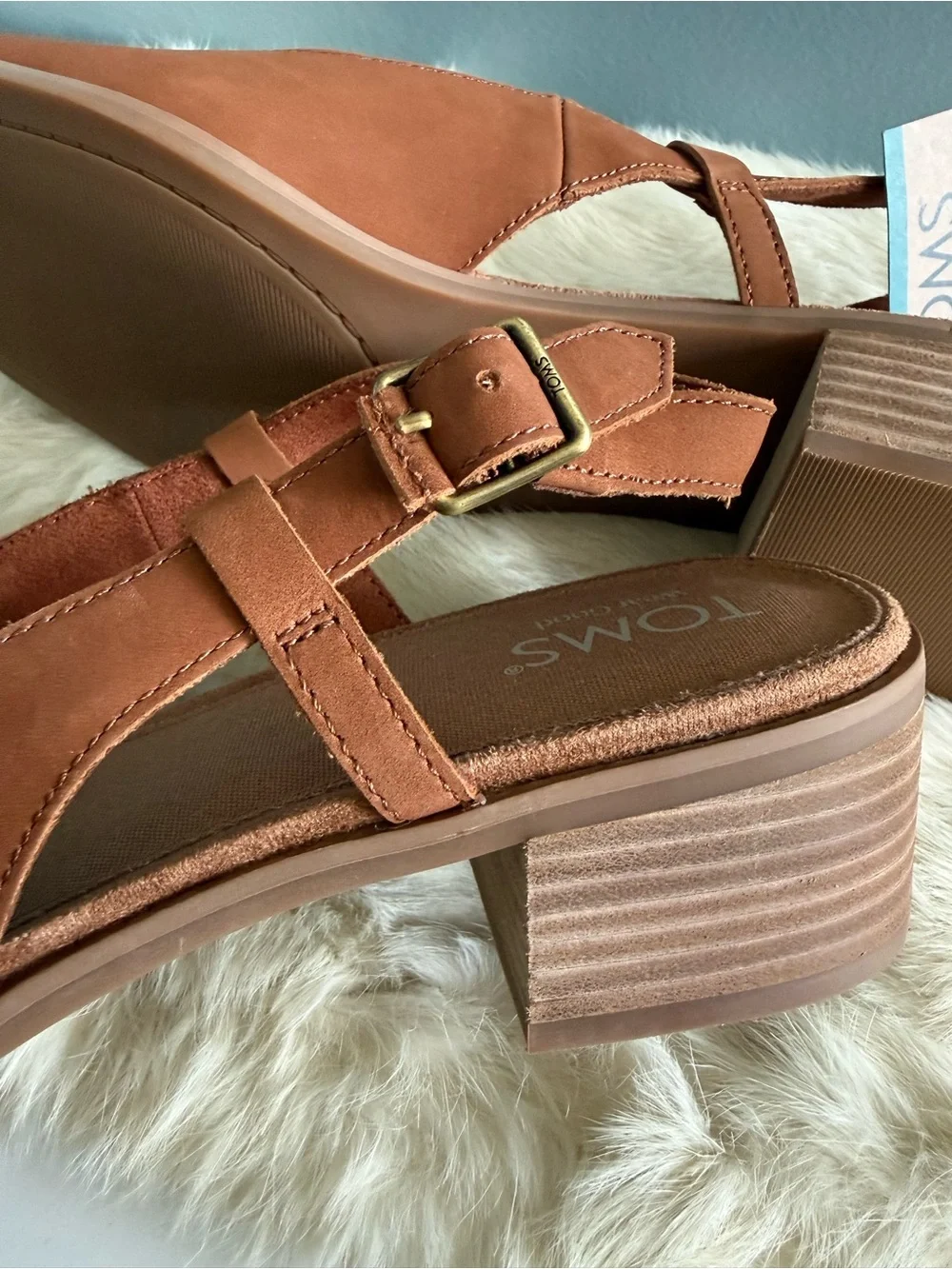 TOMS Women’s Jaclyn Amber Brown Nubuck Leather Slingback Heels